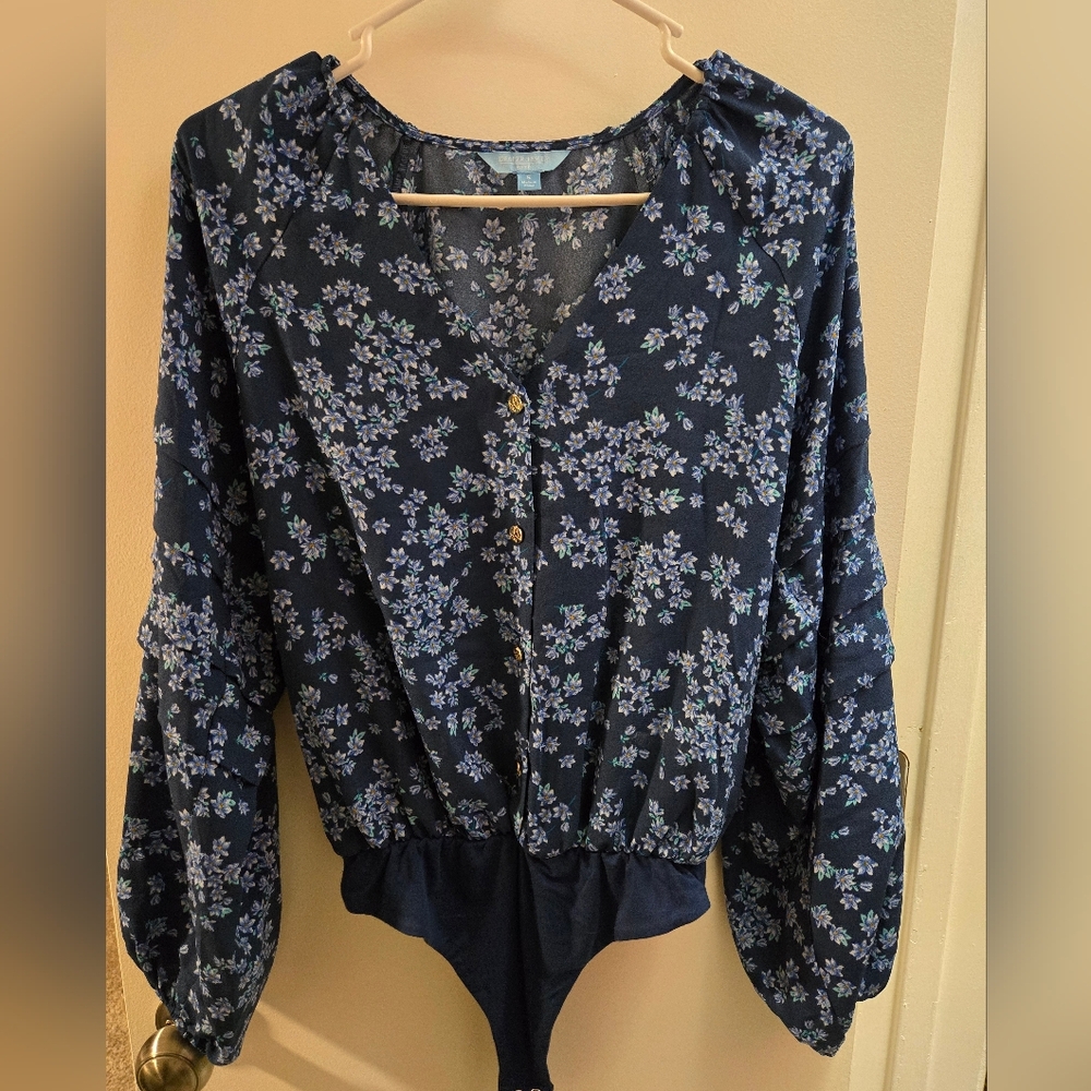Draper James Navy Floral Top